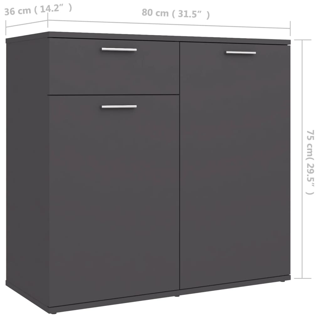 vidaXL Sideboard Grey 80x36x75 cm Engineered Wood