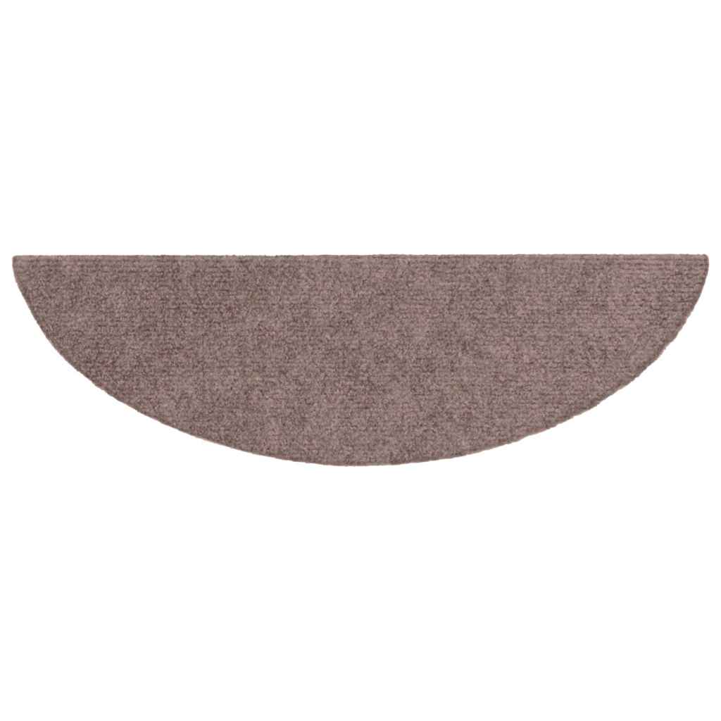 Stair Mats Self-adhesive 5 pcs 56x17x3cm Light Brown Half Round