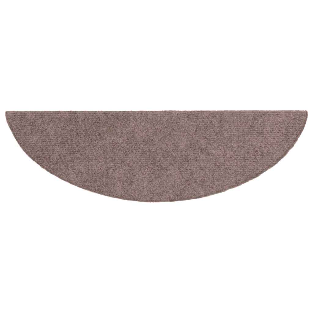 Stair Mats Self-adhesive 10 pcs 56x17x3 cm Light Brown Half Round