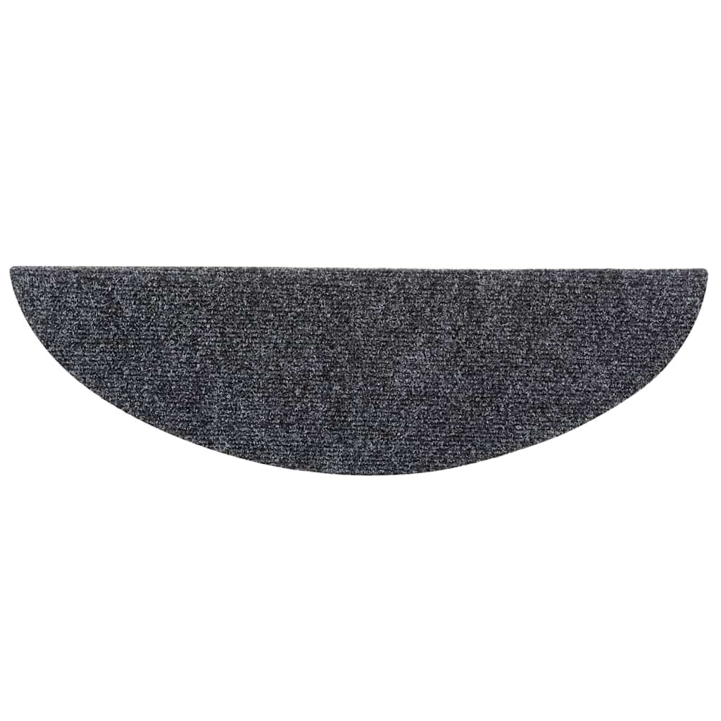 Stair Mats Self-adhesive 5 pcs 56x17x3 cm Dark Grey Half Round