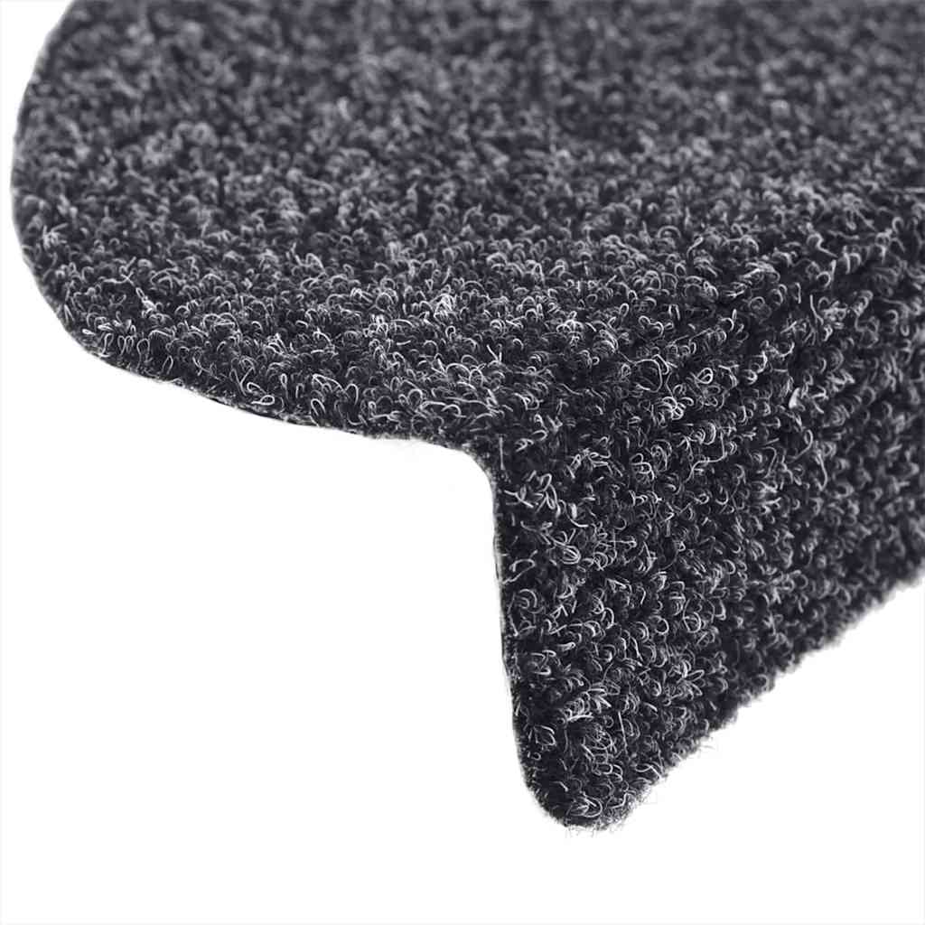 Stair Mats Self-adhesive 5 pcs 56x17x3 cm Dark Grey Half Round
