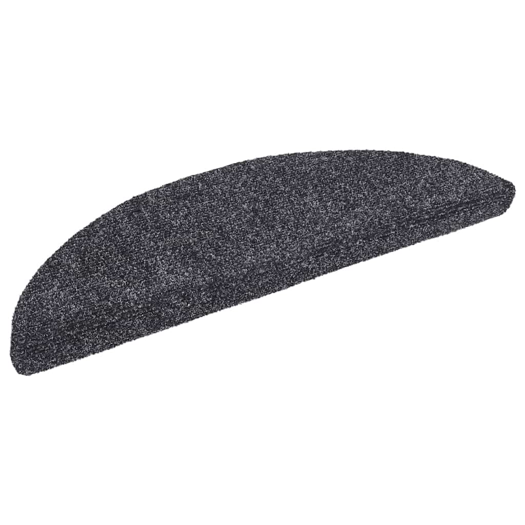 Stair Mats Self-adhesive 10 pcs 56x17x3 cm Dark Grey Half Round