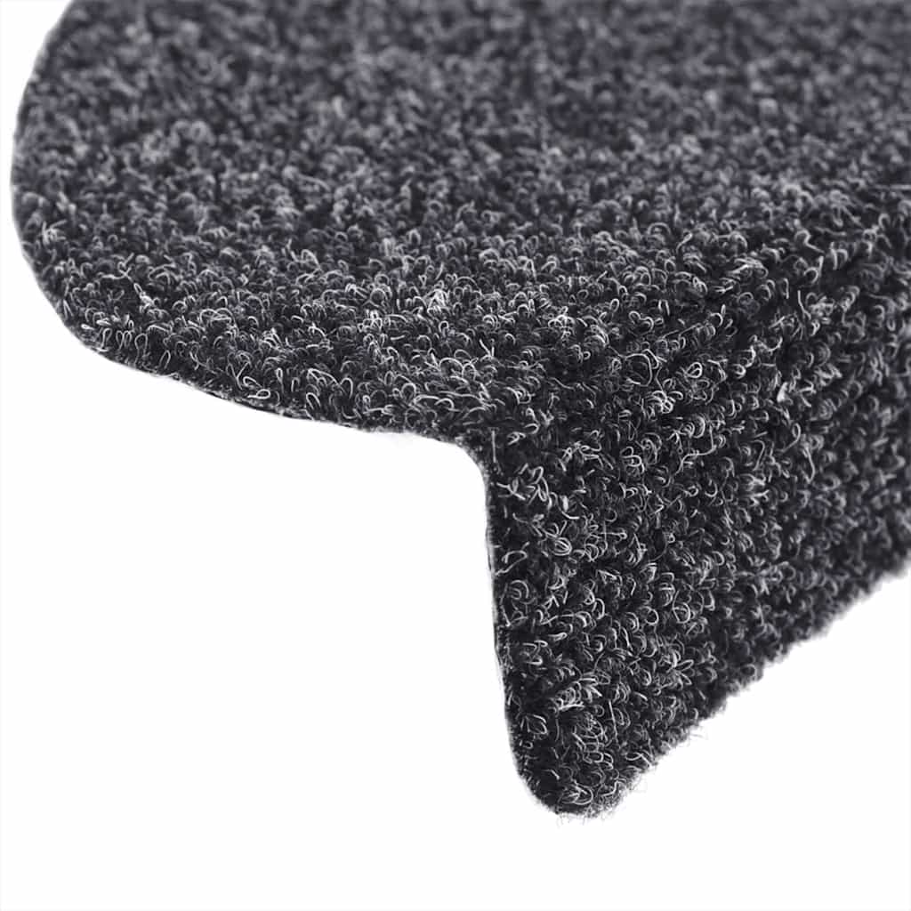 Stair Mats Self-adhesive 10 pcs 56x17x3 cm Dark Grey Half Round