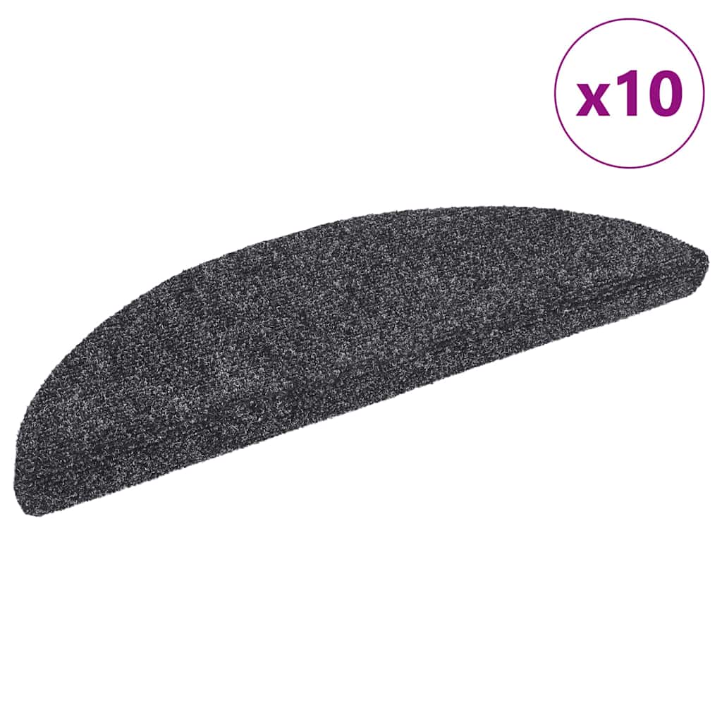 Stair Mats Self-adhesive 10 pcs 56x17x3 cm Dark Grey Half Round