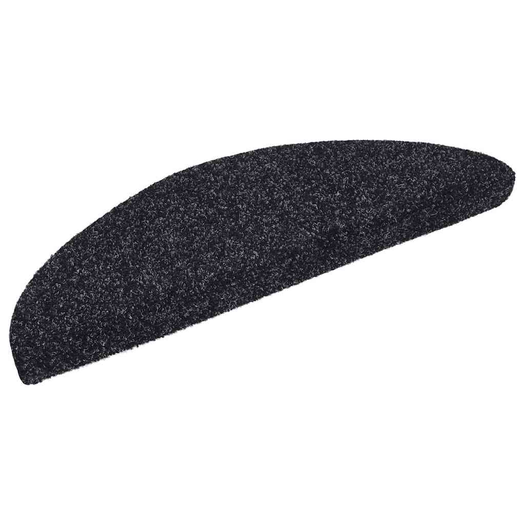 Stair Mats Self-adhesive 5 pcs 56x17x3 cm Black Half Round