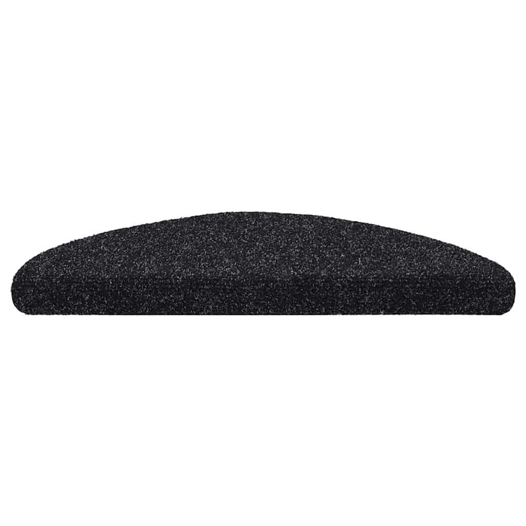 Stair Mats Self-adhesive 5 pcs 56x17x3 cm Black Half Round