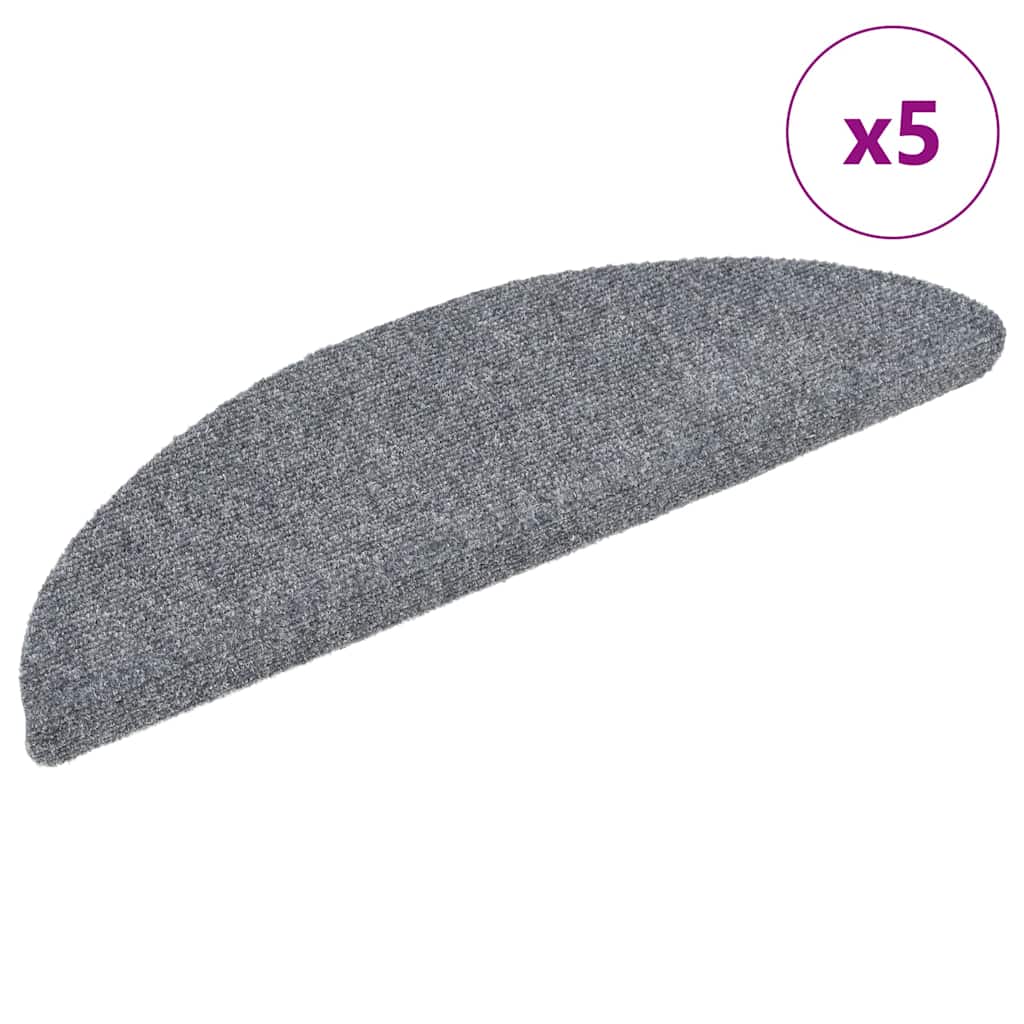Stair Mats Self-adhesive 5 pcs 56x17x3 cm Light Grey Half Round