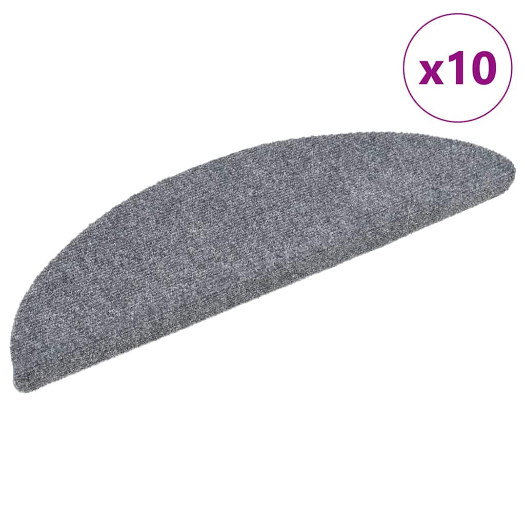 Stair Mats Self-adhesive 10 pcs 56x17x3cm Light Grey Half Round