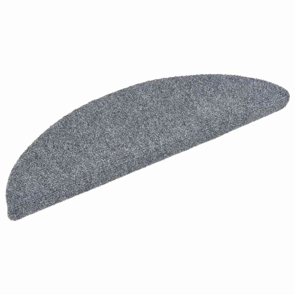 Stair Mats Self-adhesive 10 pcs 56x17x3cm Light Grey Half Round