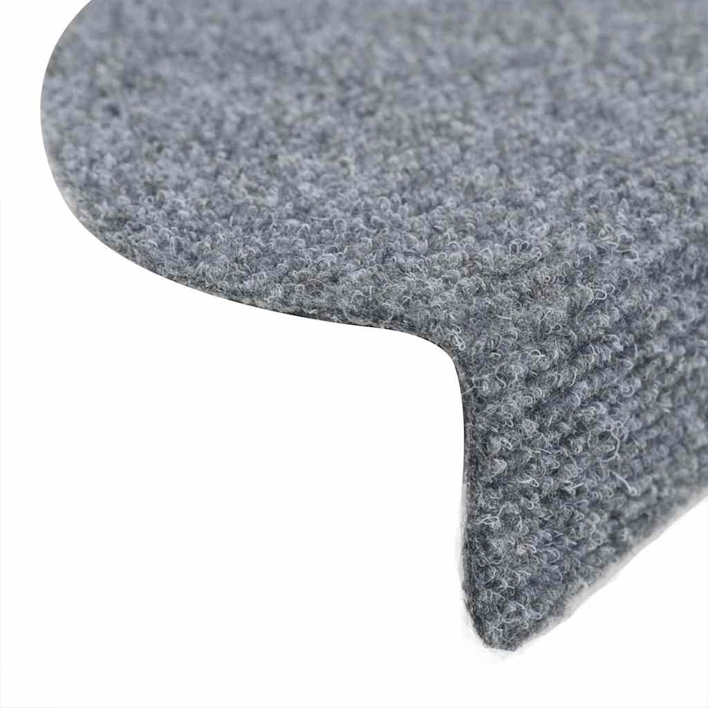 Stair Mats Self-adhesive 10 pcs 56x17x3cm Light Grey Half Round