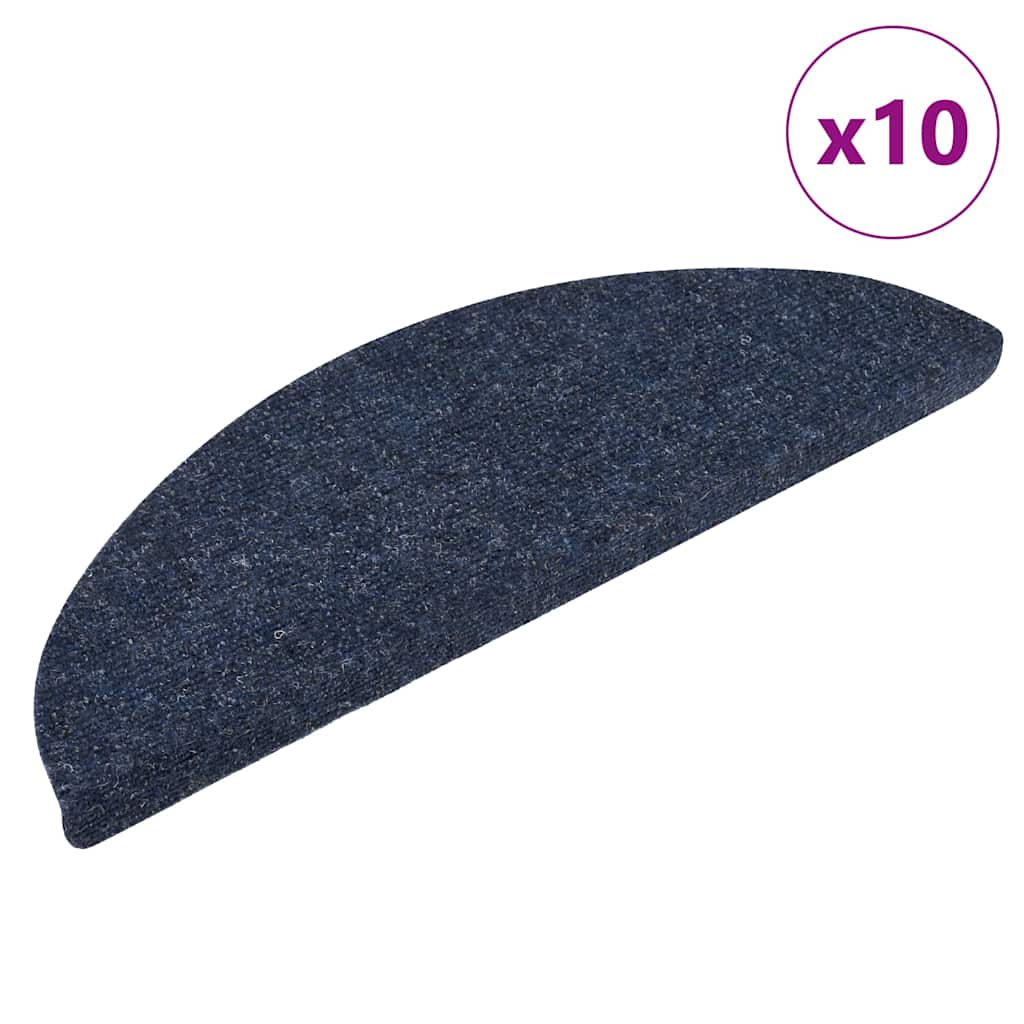 Stair Mats Self-adhesive 10 pcs 56x17x3 cm Blue Half Round