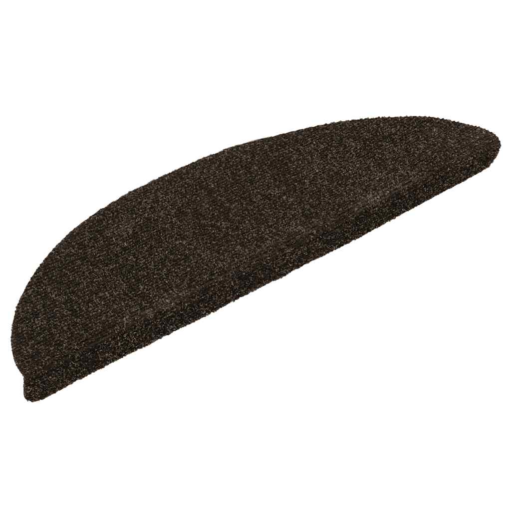 Stair Mats Self-adhesive 5 pcs 56x17x3 cm Dark Brown Half Round