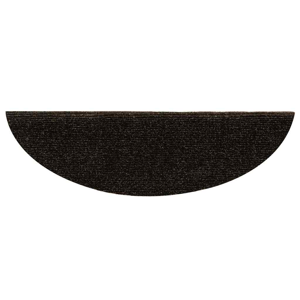 Stair Mats Self-adhesive 5 pcs 56x17x3 cm Dark Brown Half Round