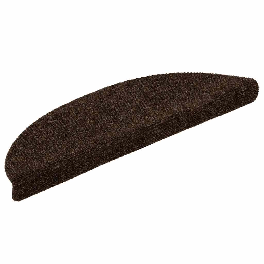 Stair Mats Self-adhesive 5 pcs 56x17x3 cm Brown Half Round
