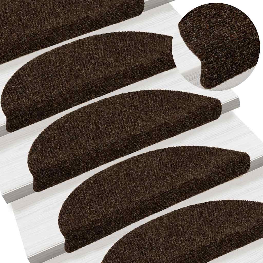 Stair Mats Self-adhesive 5 pcs 56x17x3 cm Brown Half Round