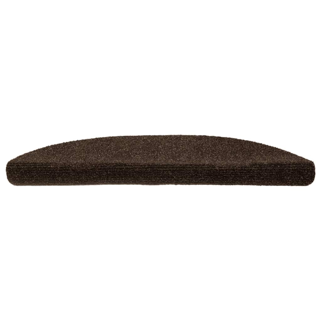 Stair Mats Self-adhesive 10 pcs 56x17x3 cm Brown Half Round