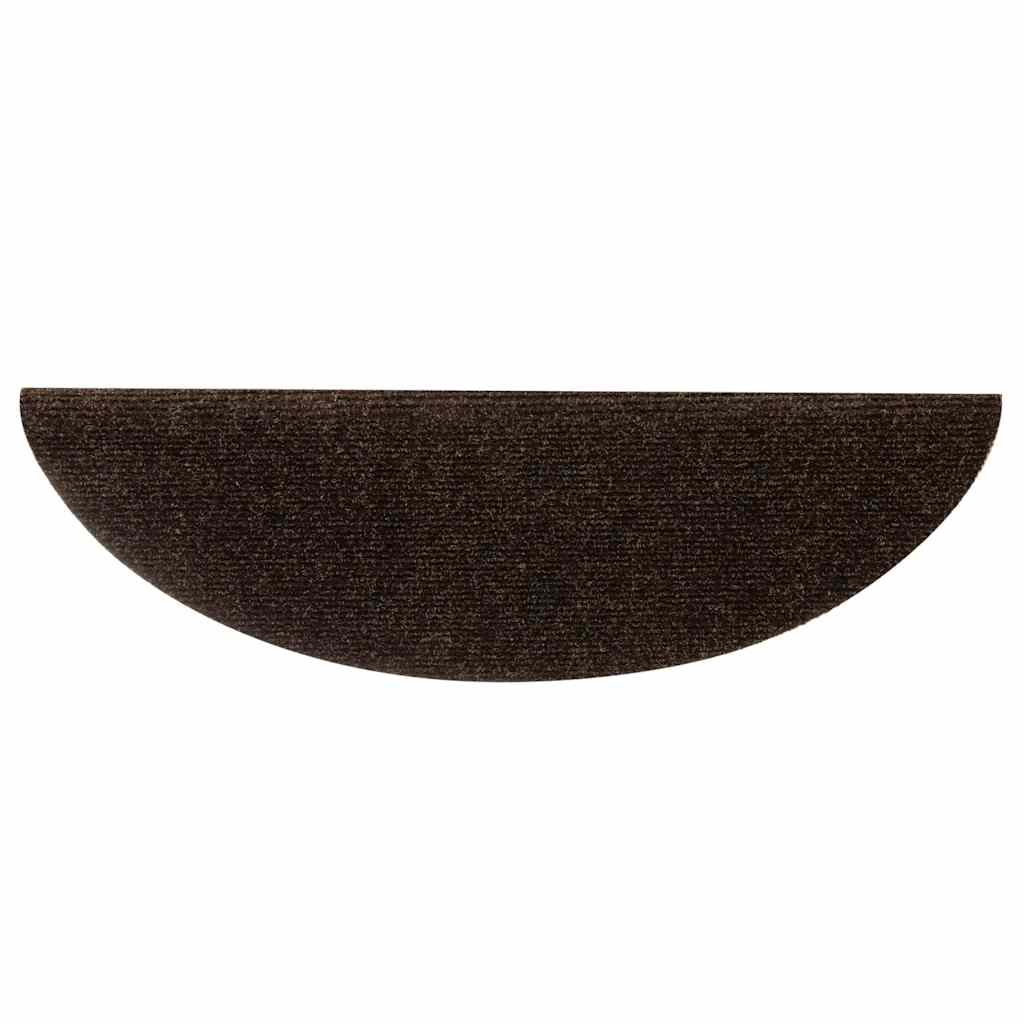 Stair Mats Self-adhesive 10 pcs 56x17x3 cm Brown Half Round