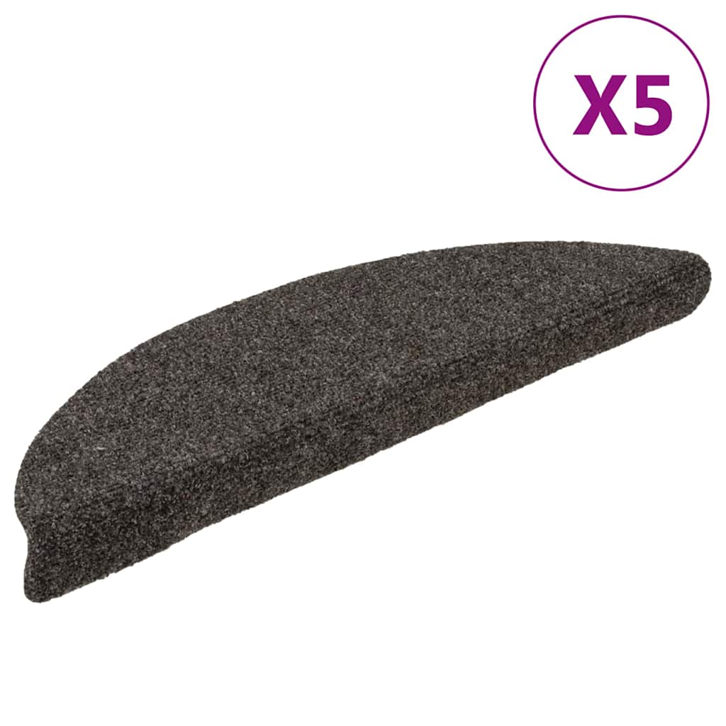 Stair Mats Self-adhesive 5 pcs 56x17x3 cm Anthracite Half Round