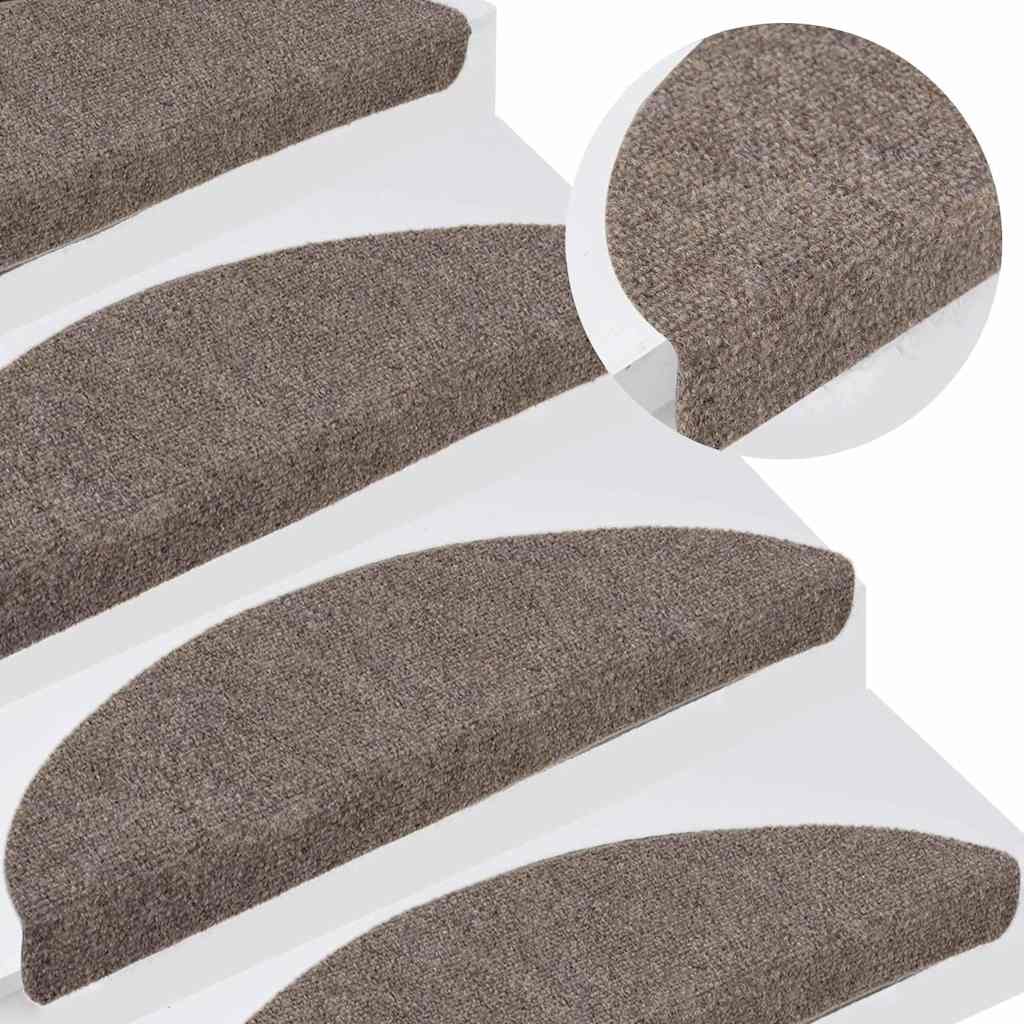 Stair Mats Self-adhesive 5 pcs 56x17x3 cm Beige Half Round