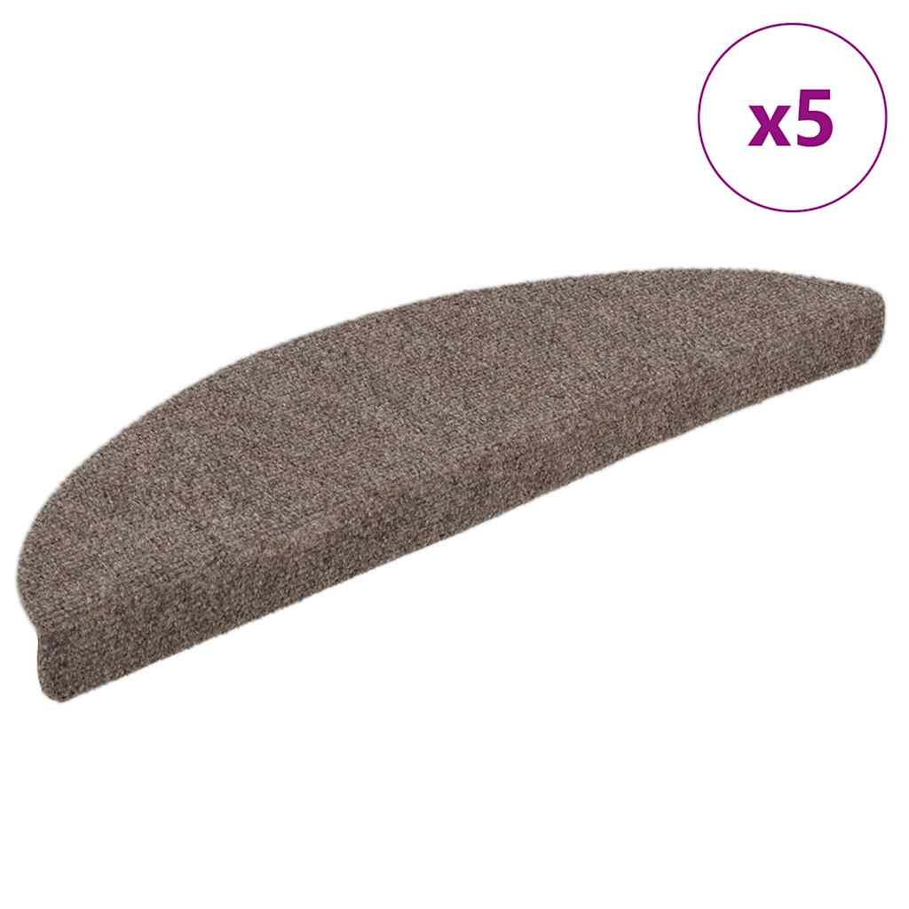 Stair Mats Self-adhesive 5 pcs 56x17x3 cm Beige Half Round