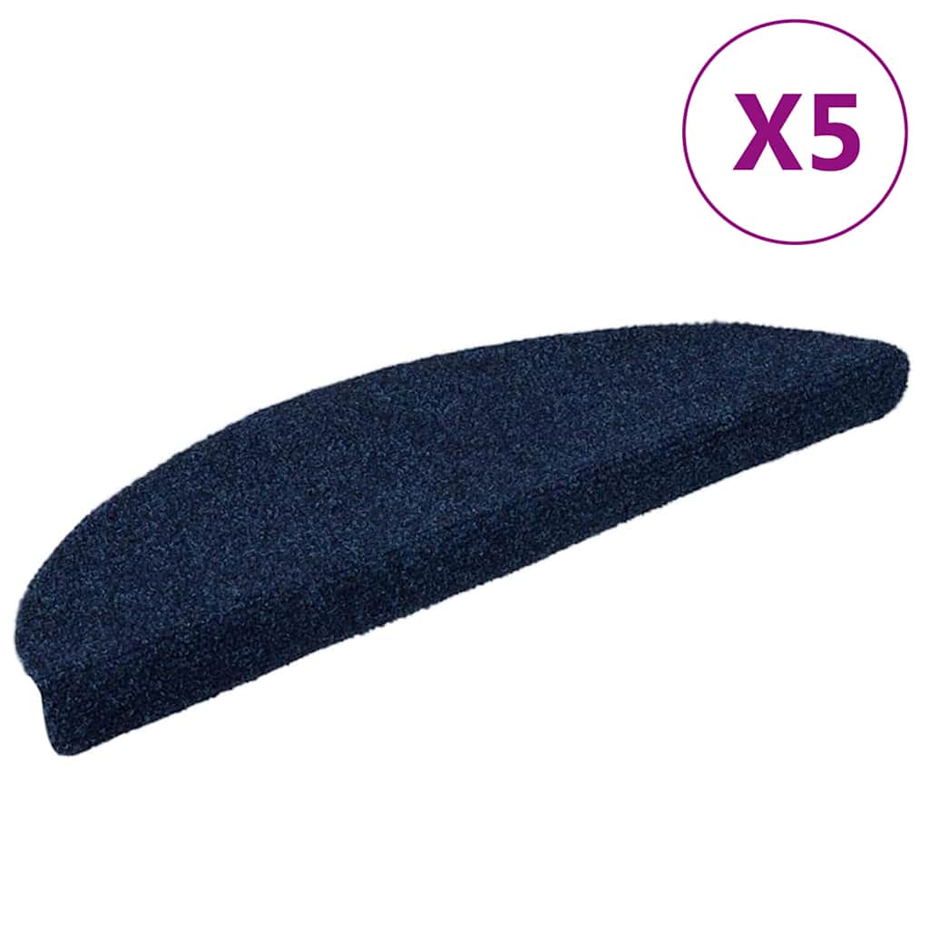 Stair Mats Self-adhesive 5 pcs 56x17x3 cm Navy Half Round