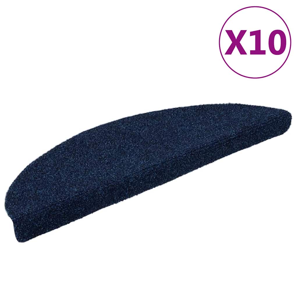 Stair Mats Self-adhesive 10 pcs 56x17x3 cm Navy Half Round