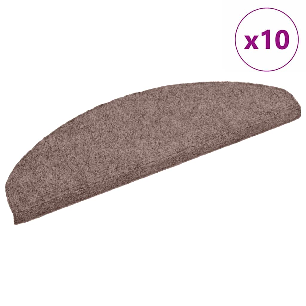 Stair Mats Self-adhesive 10 pcs 65x21x4 cm Light Brown Half Round Large