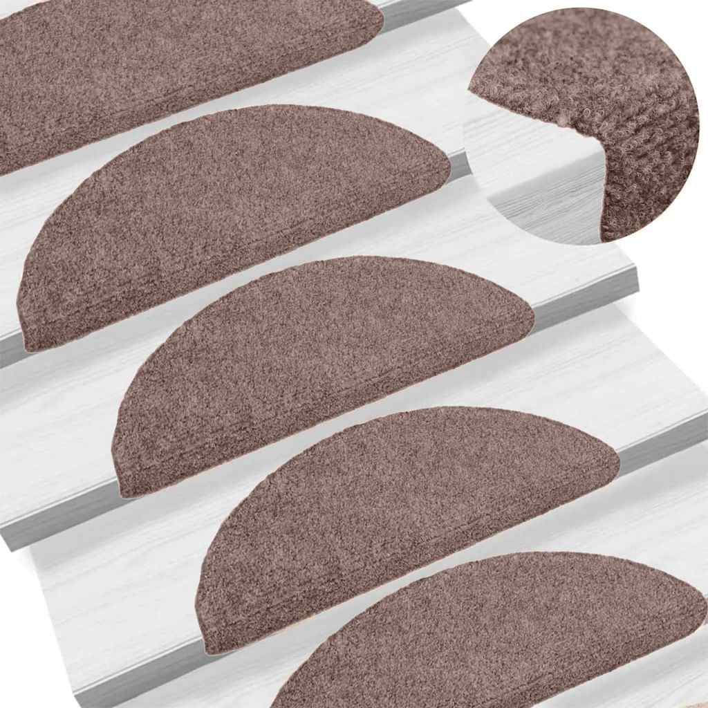 Stair Mats Self-adhesive 10 pcs 65x21x4 cm Light Brown Half Round Large