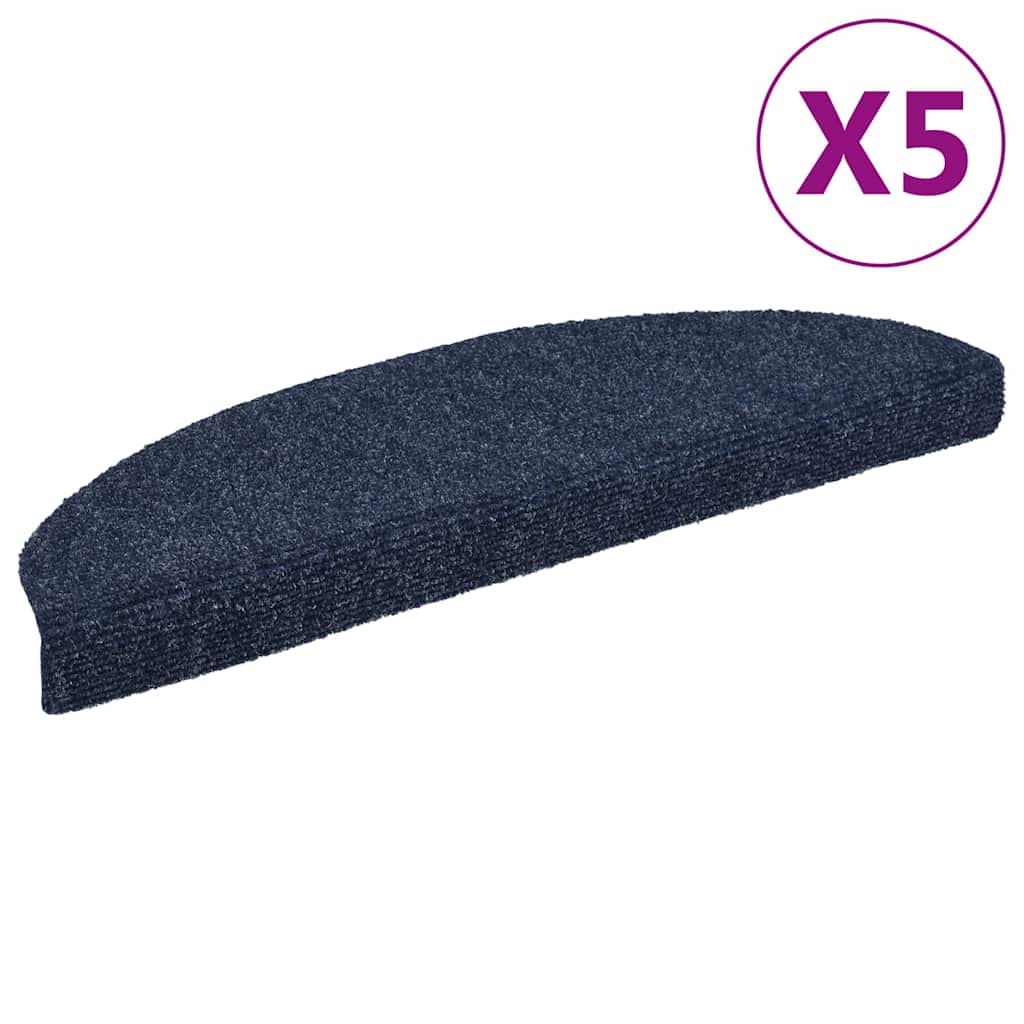 Stair Mats Self-adhesive 5 pcs 65x21x4 cm Blue Half Round Large