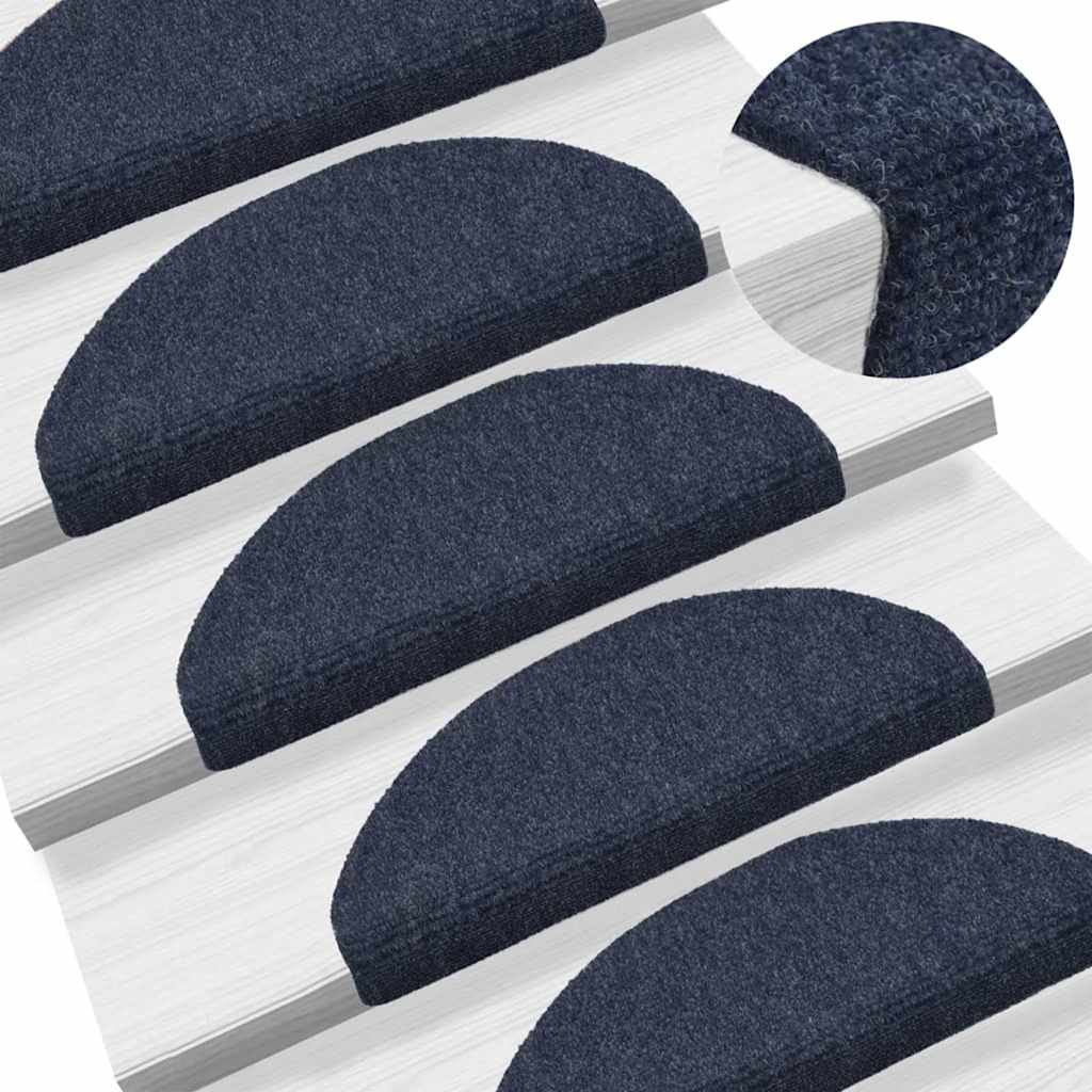 Stair Mats Self-adhesive 10 pcs 65x21x4cm Blue Half Round Large