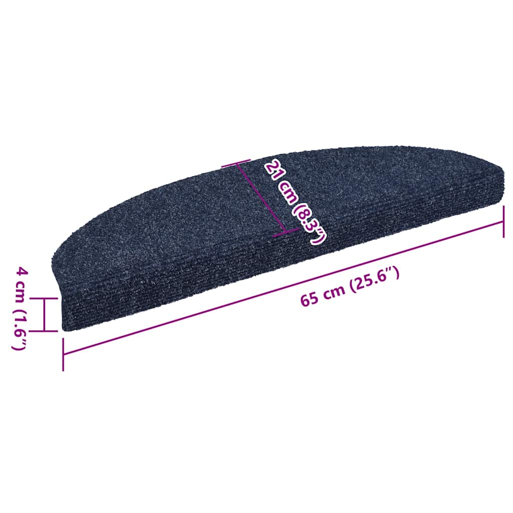Stair Mats Self-adhesive 10 pcs 65x21x4cm Blue Half Round Large