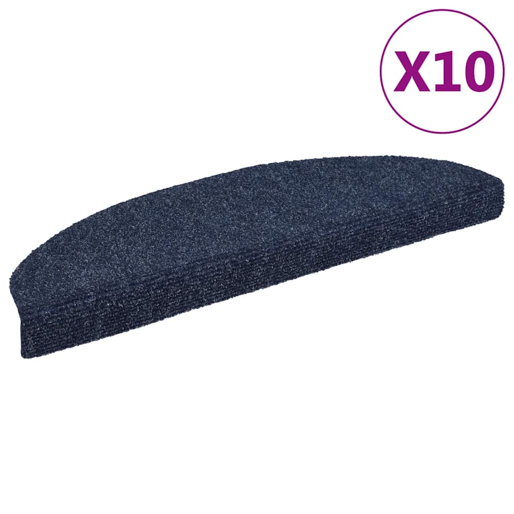 Stair Mats Self-adhesive 10 pcs 65x21x4cm Blue Half Round Large