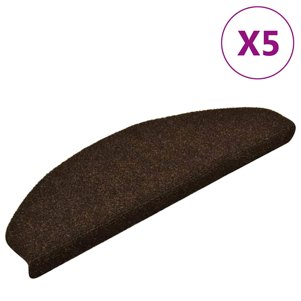 Stair Mats Self-adhesive 5 pcs 65x21x4cm Brown Half Round Large