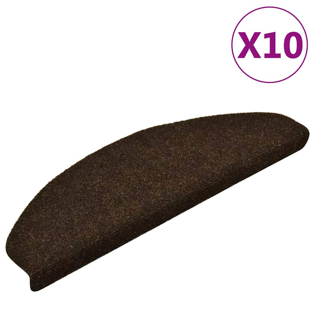 Stair Mats Self-adhesive 10 pcs 65x21x4 cm Brown Half Round Large
