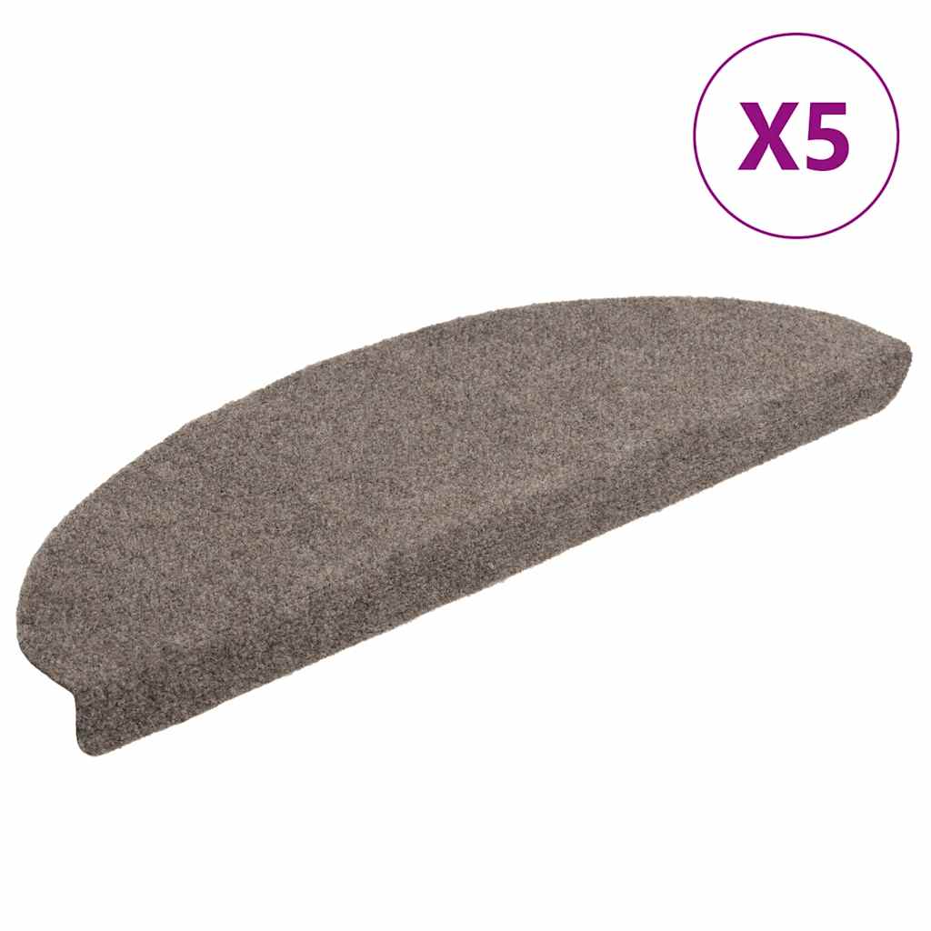 Stair Mats Self-adhesive 5 pcs 65x21x4 cm Beige Half Round Large