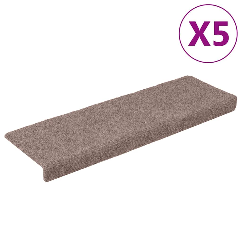 Stair Mats Self-adhesive 5 pcs 65x21x4 cm Light Brown Rectangular Edge