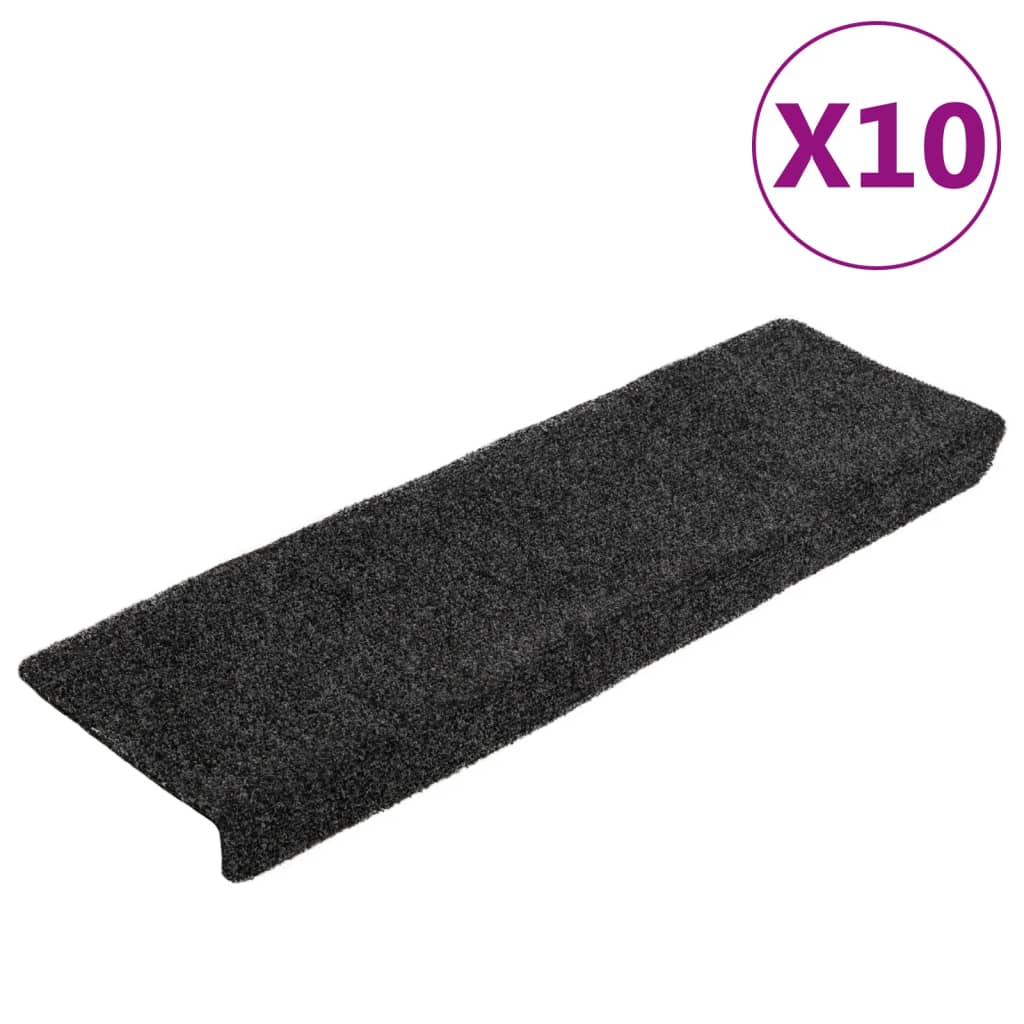 Stair Mats Self-adhesive 10 pcs 65x21x4 cm Dark Grey Rectangular Edge