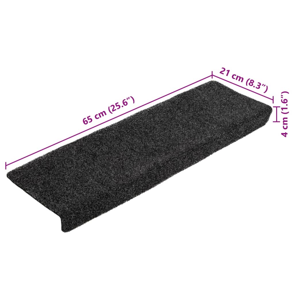 Stair Mats Self-adhesive 10 pcs 65x21x4 cm Dark Grey Rectangular Edge