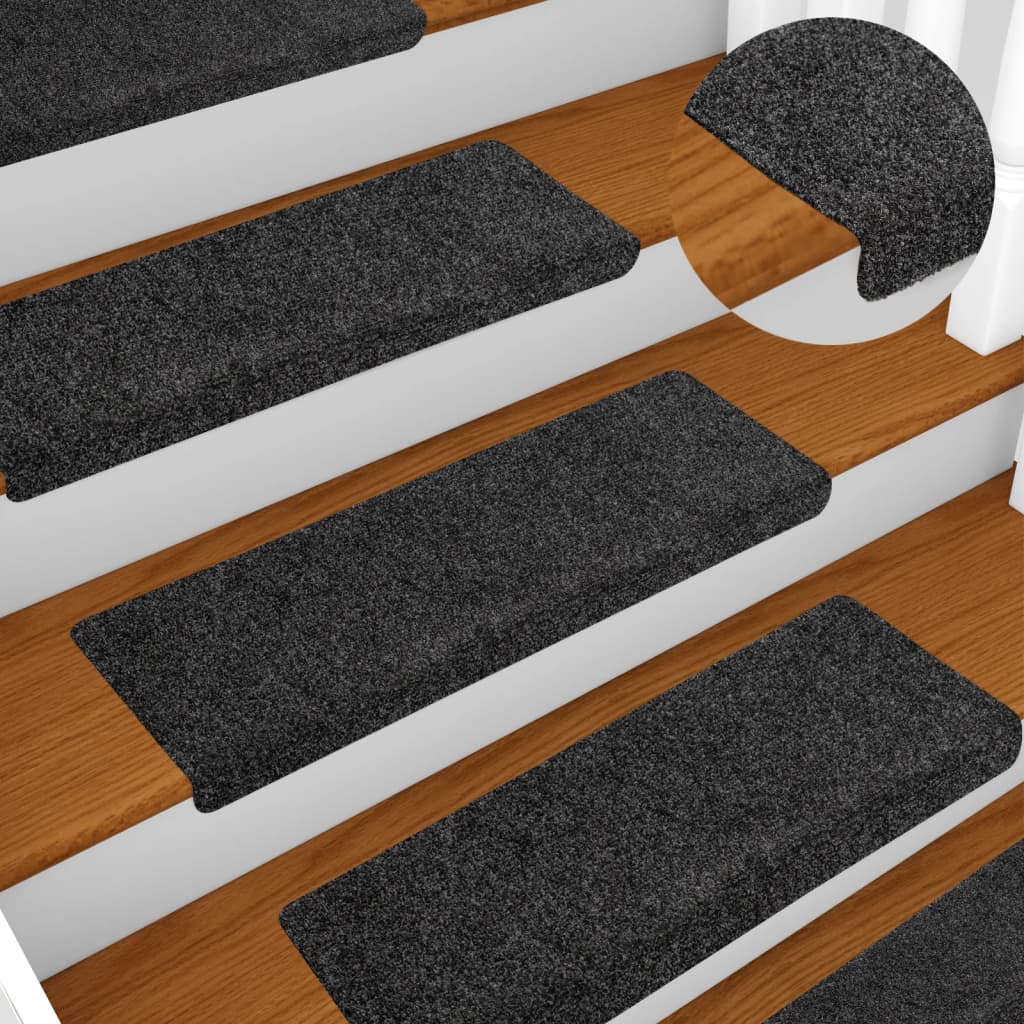 Stair Mats Self-adhesive 10 pcs 65x21x4 cm Dark Grey Rectangular Edge