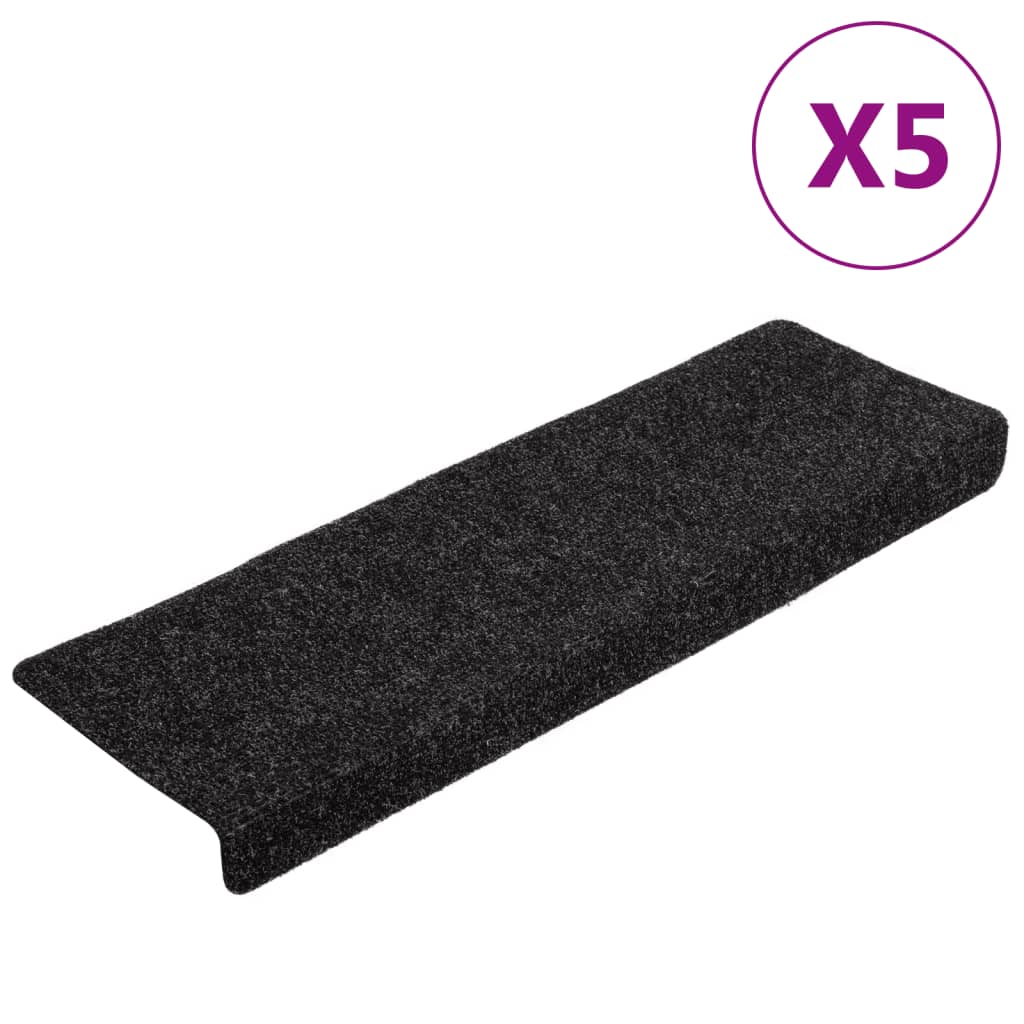 Stair Mats Self-adhesive 5 pcs 65x21x4 cm Black Rectangular Edge