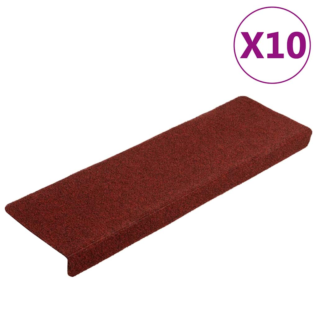 Stair Mats Self-adhesive 10 pcs 65x21x4 cm Bordeaux Red