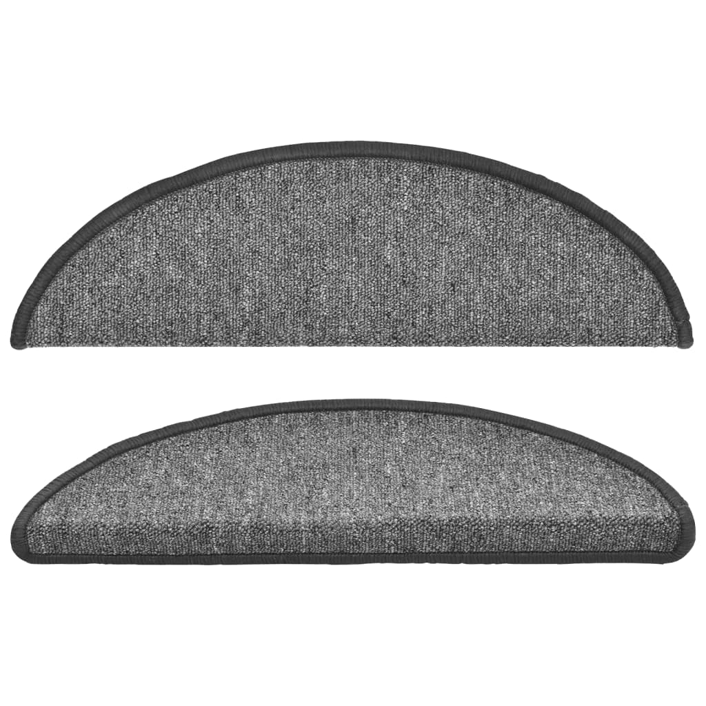 Stair Mats 10 pcs 56x17x3 cm Dark Grey Half Round