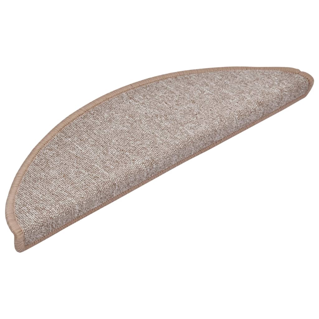 Stair Mats 10 pcs 56x17x3 cm Light Brown Half Round