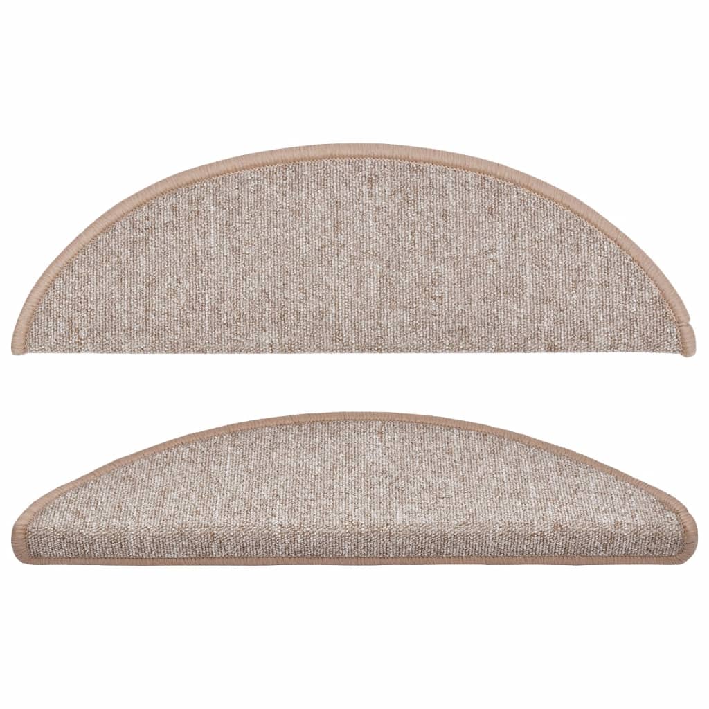 Stair Mats 10 pcs 56x17x3 cm Light Brown Half Round