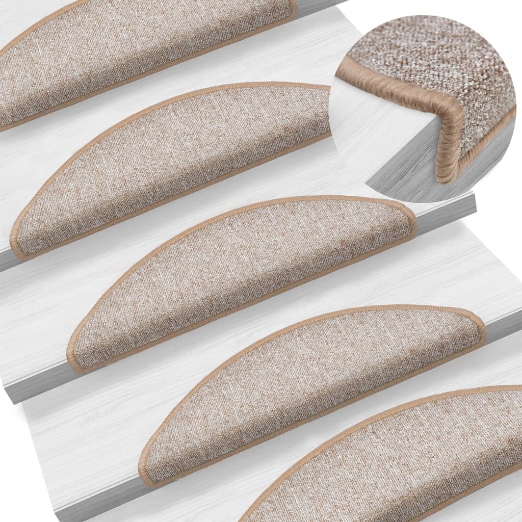 Stair Mats 10 pcs 56x17x3 cm Light Brown Half Round