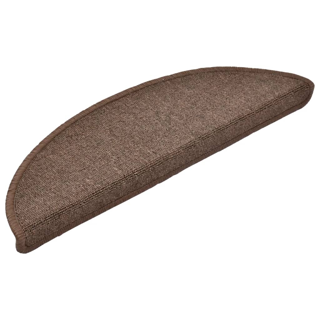 Stair Mats 10 pcs 56x17x3 cm Coffee Brown Half Round