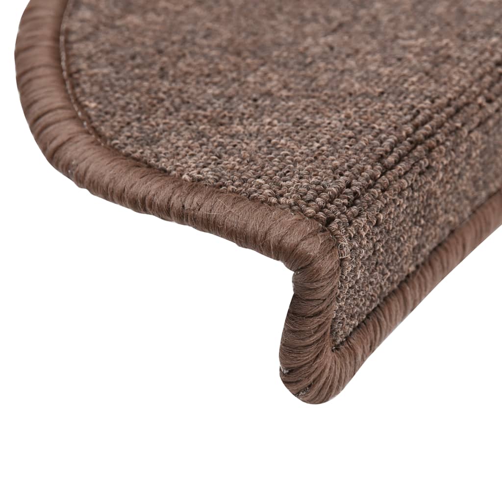 Stair Mats 10 pcs 56x17x3 cm Coffee Brown Half Round