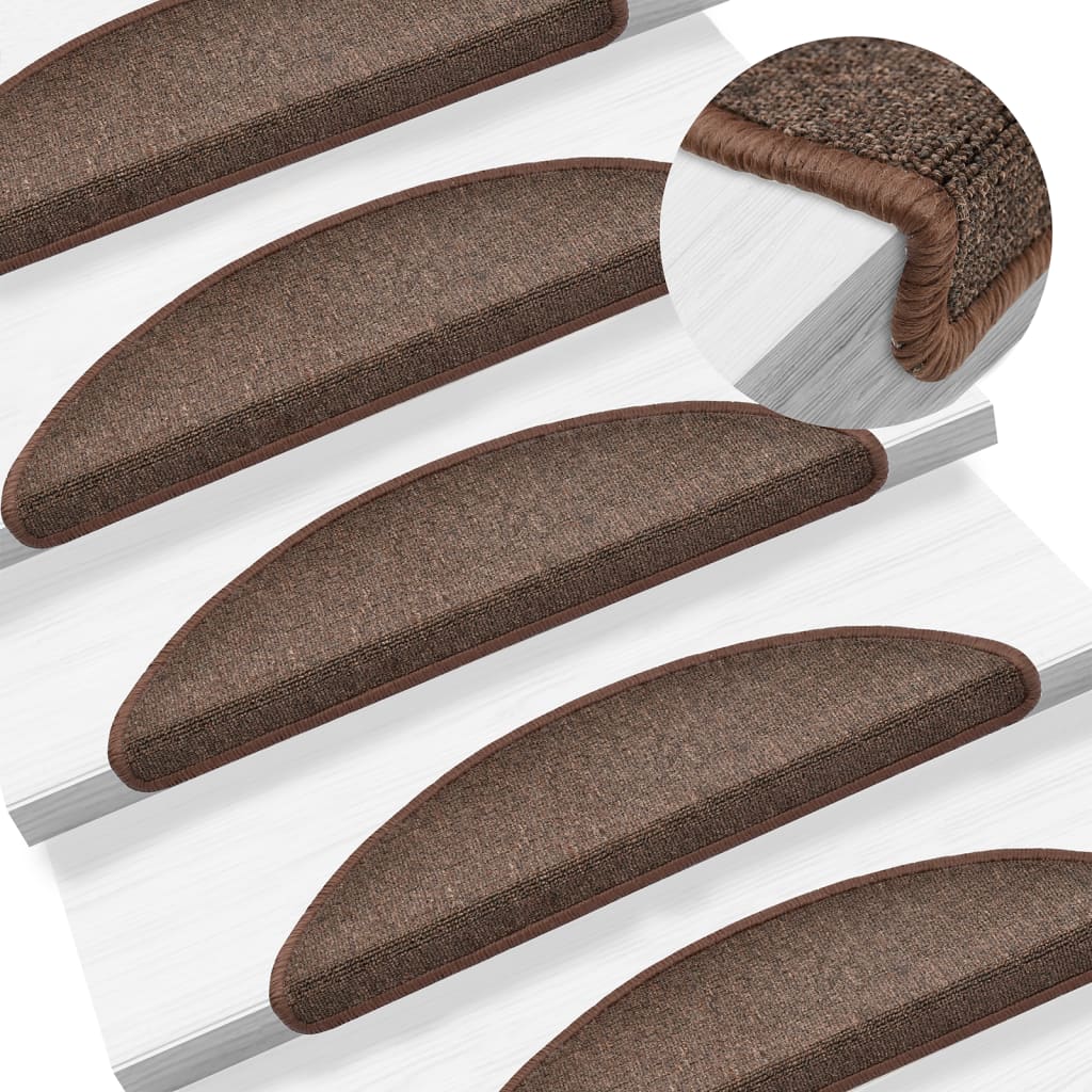 Stair Mats 10 pcs 56x17x3 cm Coffee Brown Half Round