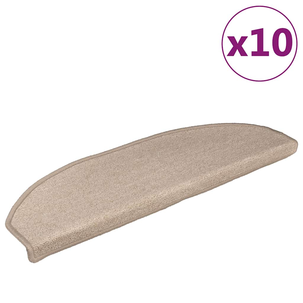 Stair Mats 10 pcs 56x17x3 cm Taupe Half Round