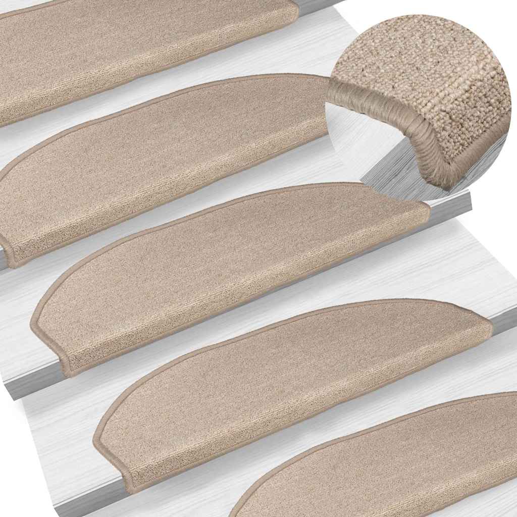 Stair Mats 10 pcs 56x17x3 cm Taupe Half Round